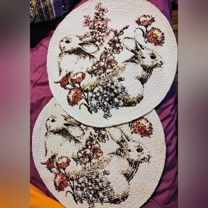 2 Martha Stewart Bunny Rabbit Table Mats